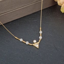 Pulseira Aço Inox Brilhantes Vermelhos - Dourada