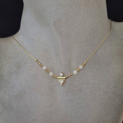 Pulseira Aço Inox Brilhantes Vermelhos - Dourada