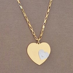 Pulseira Aço Inox Brilhantes Vermelhos - Dourada