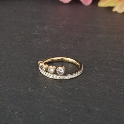 Pulseira Aço Inox Brilhantes Vermelhos - Dourada