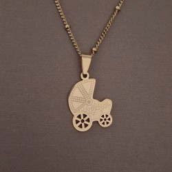 Pulseira Aço Inox Brilhantes Vermelhos - Dourada
