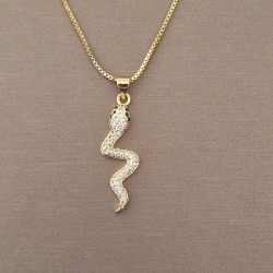 Colar Aço Inox com Cobra Modelo 8 - Dourado