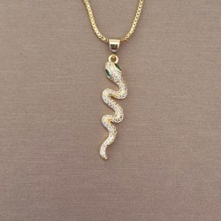 Colar Aço Inox com Cobra Modelo 11 - Dourado