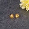 Brincos Aço Inox Flor com Cristal Amarelo - Dourado