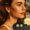 kopia Brincos Aço Inox Flor com Cristal Amarelo - Dourado