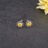 Brincos Aço Inox Flor com Cristal Amarelo - Prateado