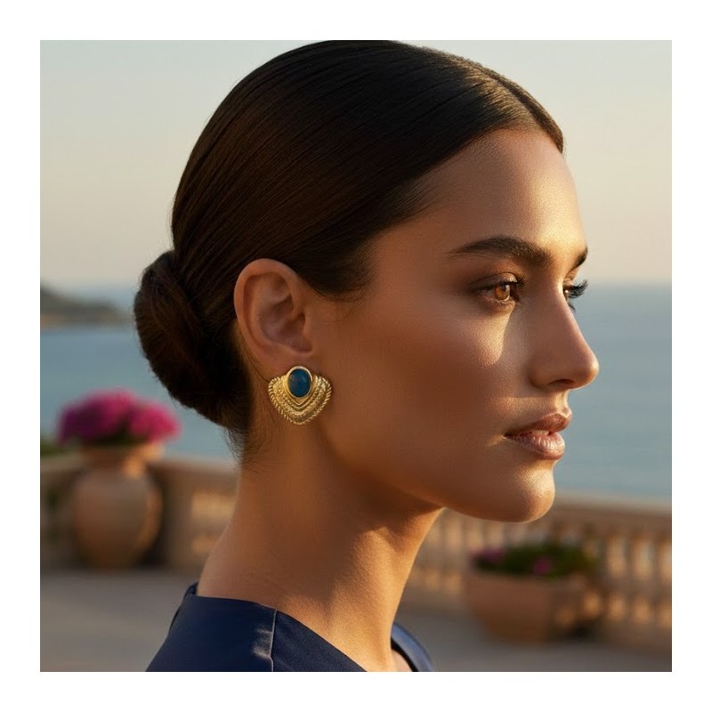 kopi av Brincos Aço Inox Trabalhados com uma Pérola - Dourado