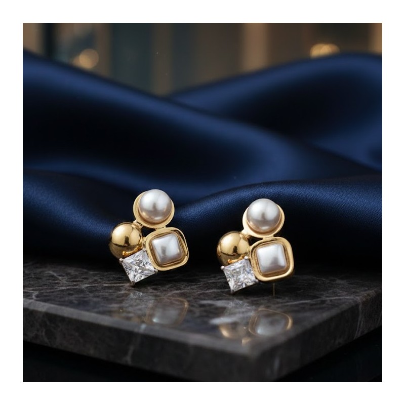 Brincos Aço Inox Geometrias - Dourado