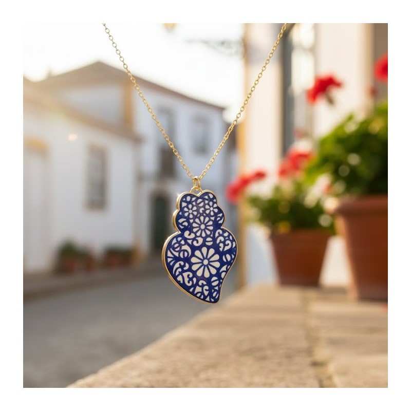 kopija iš Colar Aço Inox Coração Invertido Flor - Dourado