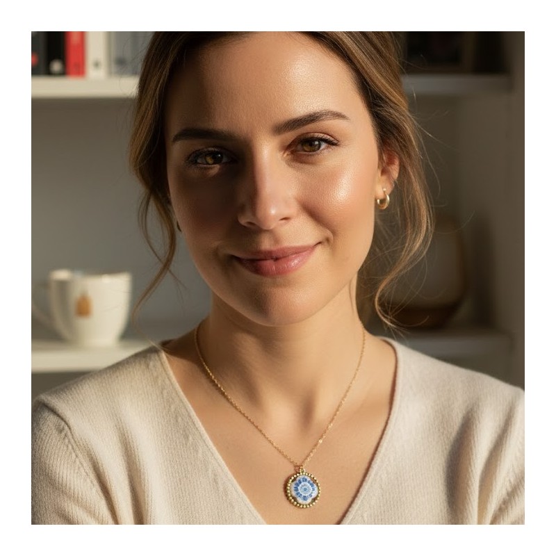 Kopie van Colar Aço Inox Coração Invertido Flor - Dourado