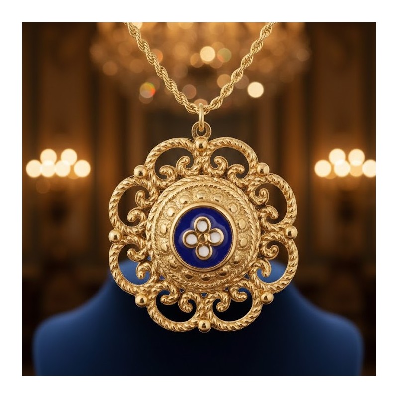 Kopie von Colar Aço Inox Coração Invertido Flor - Dourado