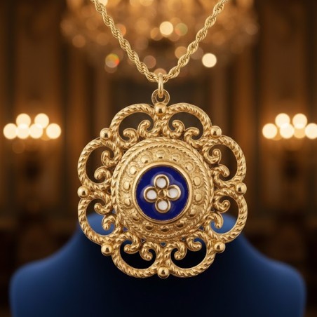 copie a Colar Aço Inox Coração Invertido Flor - Dourado